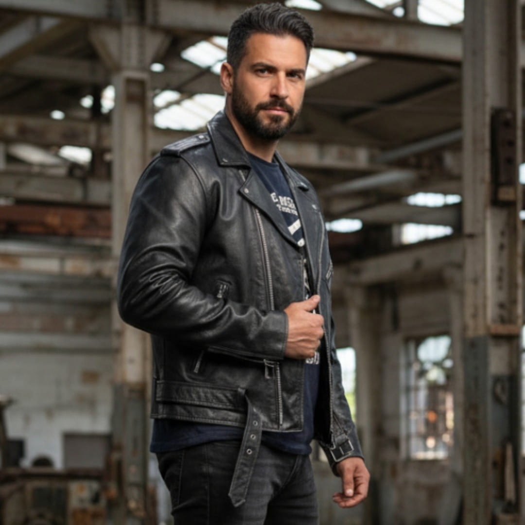 Męska ramoneska skórzana ProSpeed skóra bydlęca”