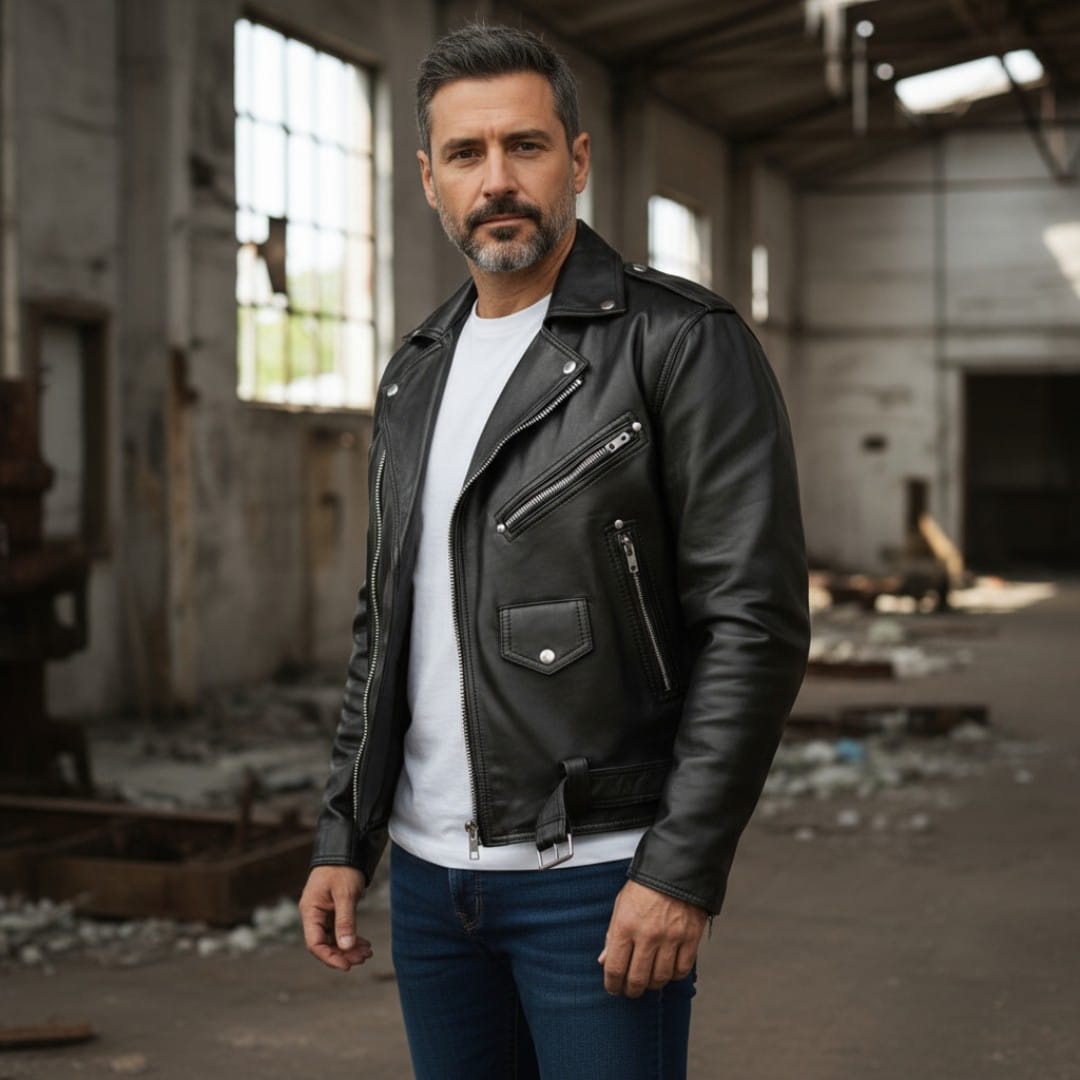 Męska ramoneska skórzana ProSpeed skóra bydlęca”